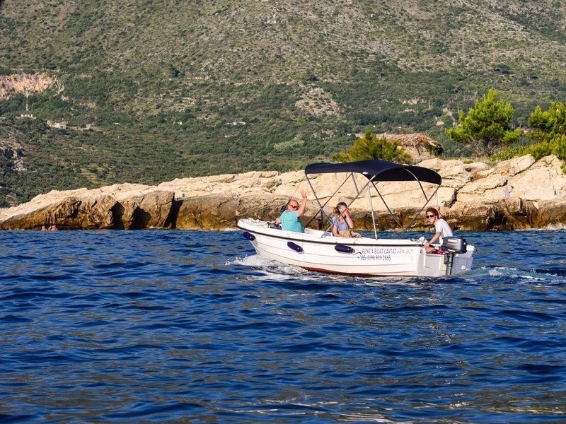 Happy Blue Cave tour guests